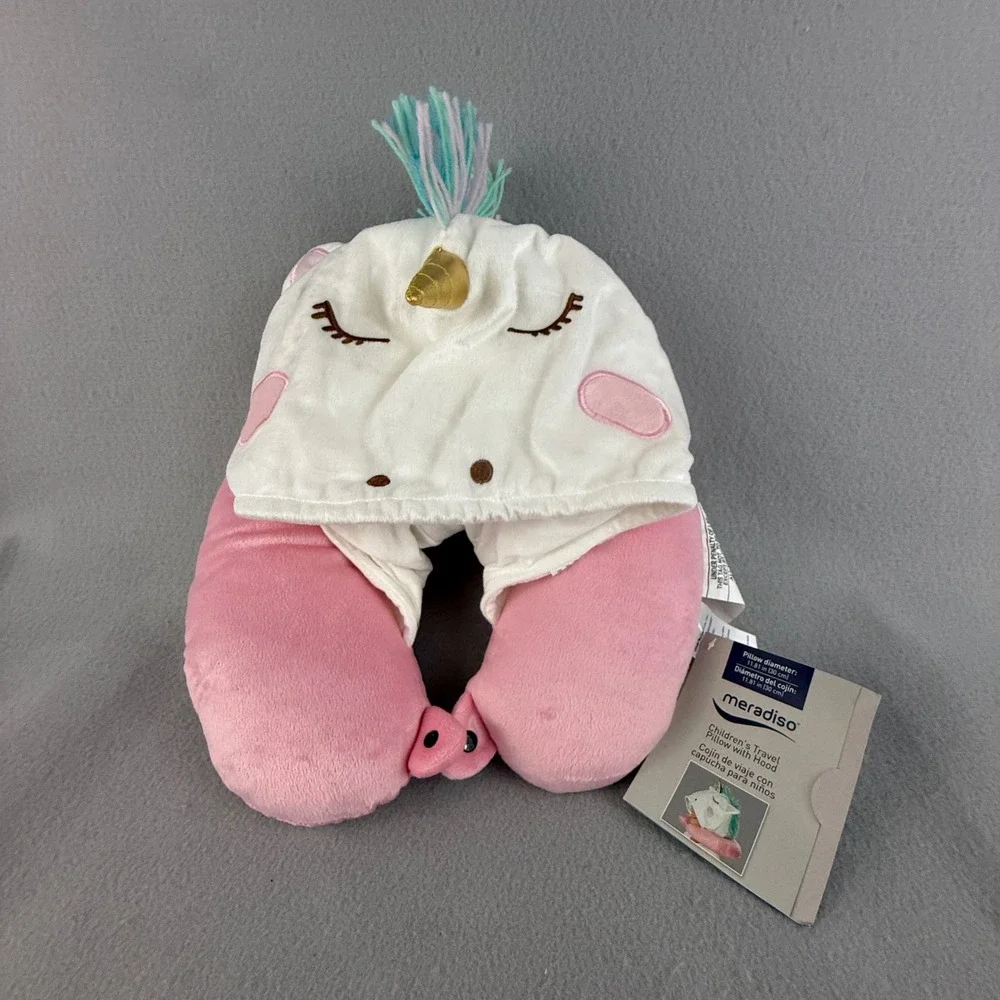 Meradiso Kids Unicorn Travel Neck Pillow with Hood Snap Closure Ages‎ 8-14 Years